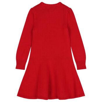 Girls Red Polo Bear Knitted Dress