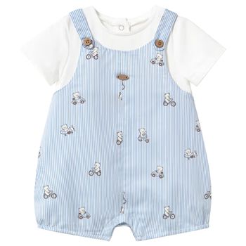 Baby Boys White & Blue Romper