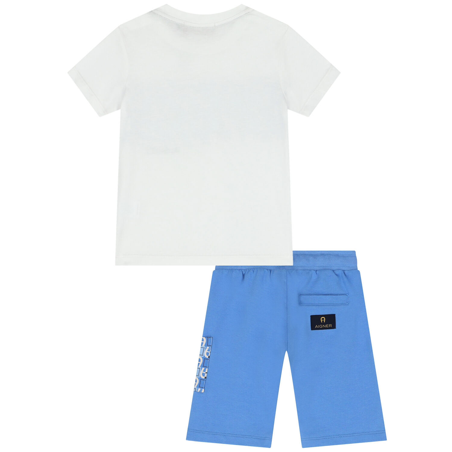 Younger Boys White & Blue Logo Shorts Set, 1, hi-res image number null