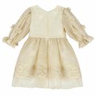 Girls Gold Jacquard Dress, 2, hi-res