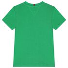 Boys Green Flag Logo Cotton T-Shirt, 3, hi-res