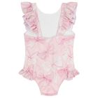 Girls Pink Bow Swimsuit, 1, hi-res