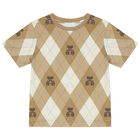 Beige Argyle Check T-Shirt, 1, hi-res