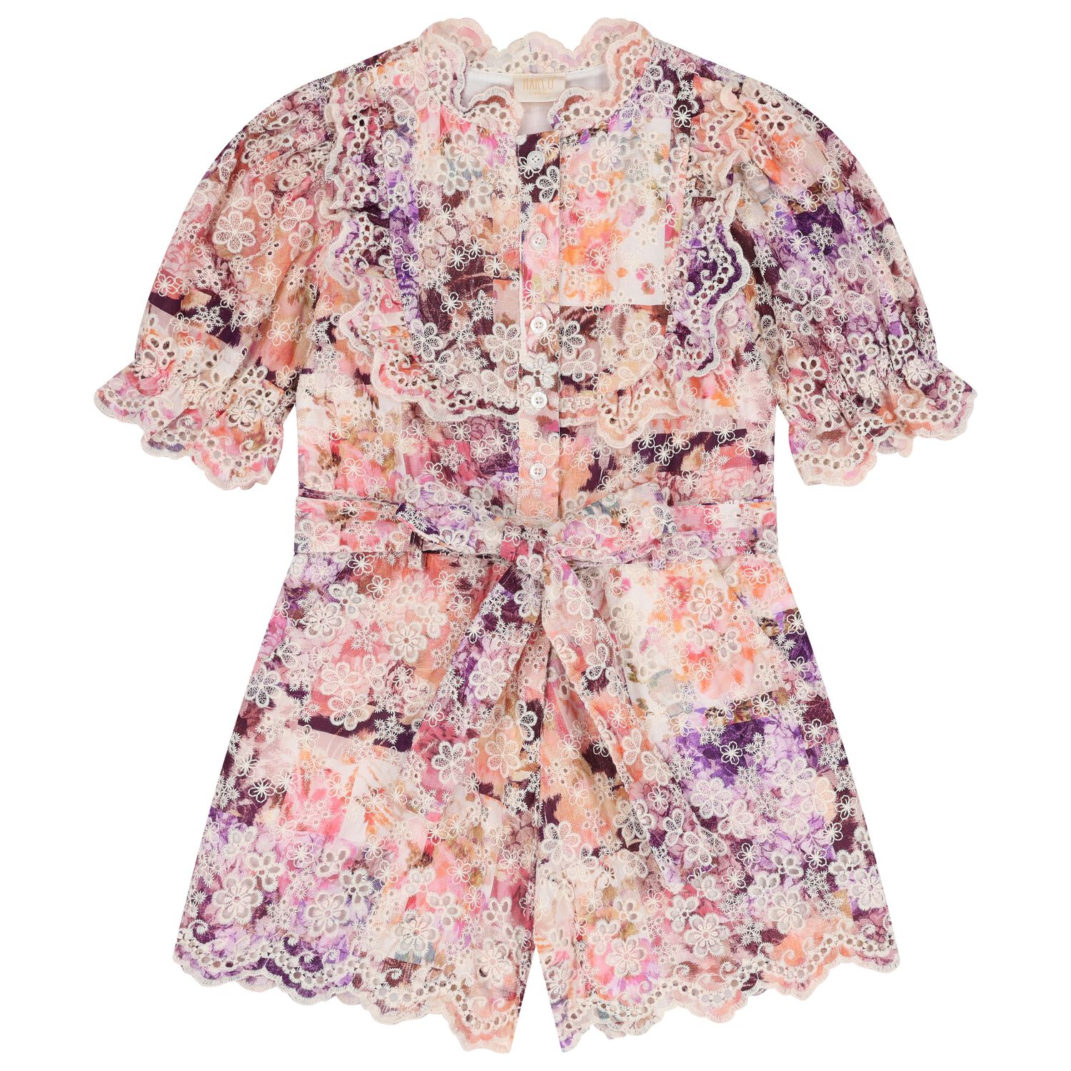 Girls Pink Floral Playsuit, 1, hi-res image number null