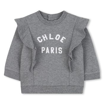 Younger Girls Grey Logo Ruffle Sweatshirt