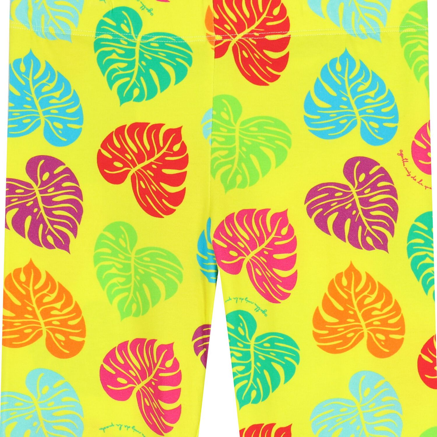 Girls Yellow Palm Leaf Leggings, 1, hi-res