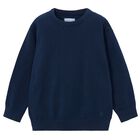 Boys Navy Blue Knitted Jumper, 3, hi-res