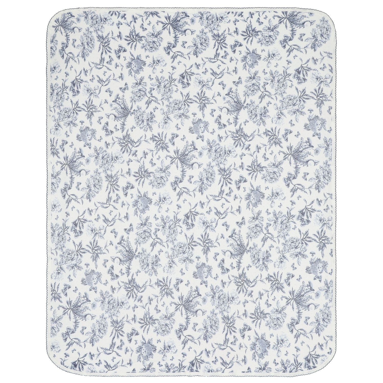Baby Boys Ivory & Navy Blue Toile De Jouy Blanket, 1, hi-res