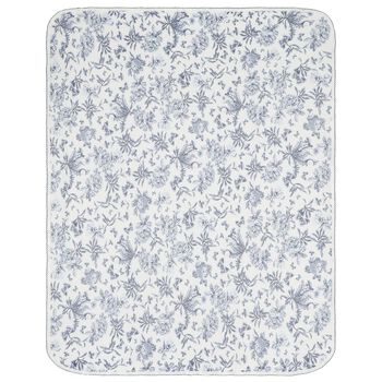 Ivory & Navy Blue Toile De Jouy Baby Blanket