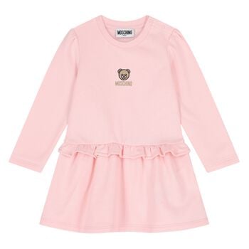 Younger Girls Pink Teddy Bear Logo Dress