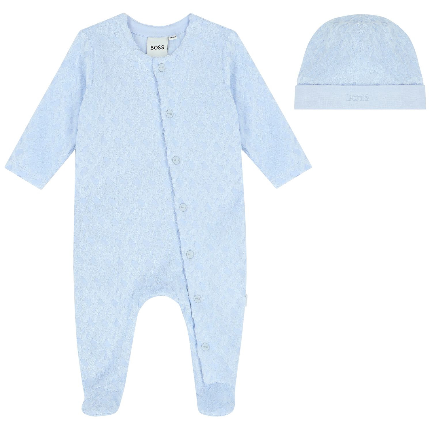 Boys Blue Logo Babygrow & Hat Set, 1, hi-res image number null
