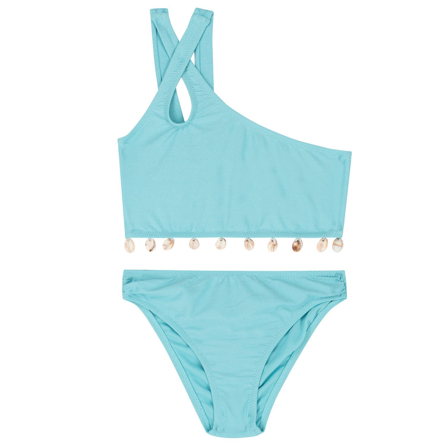 Girls Aqua Shell Bikini, 1, hi-res image number null