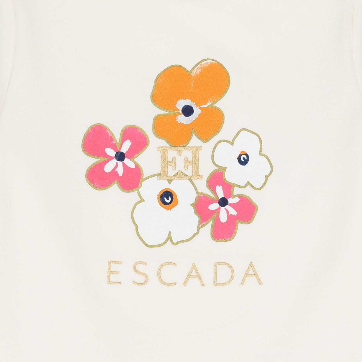 Girls Ivory Floral Logo Dress, 1, hi-res