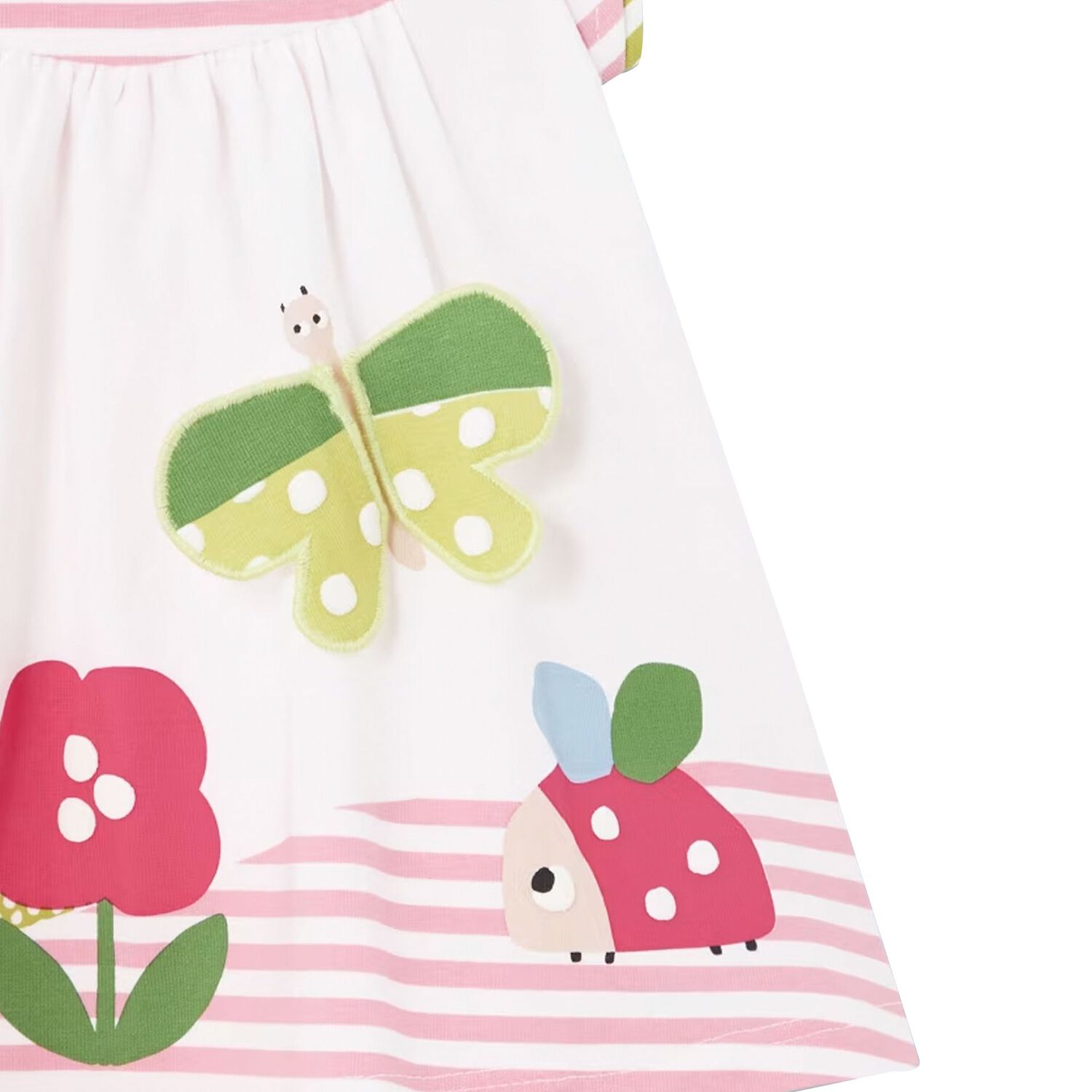 Baby Girls White & Pink Floral Dress, 1, hi-res