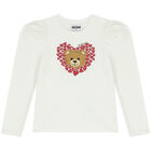 Girls Ivory Teddy Bear Long Sleeve Top, 1, hi-res