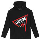Boys Black Logo Hooded Top, 3, hi-res