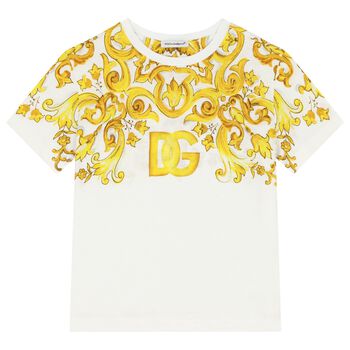 Girls White & Yellow Majolica T-Shirt