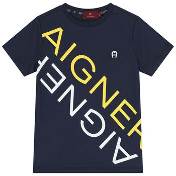 Boys Navy Blue Logo T-Shirt
