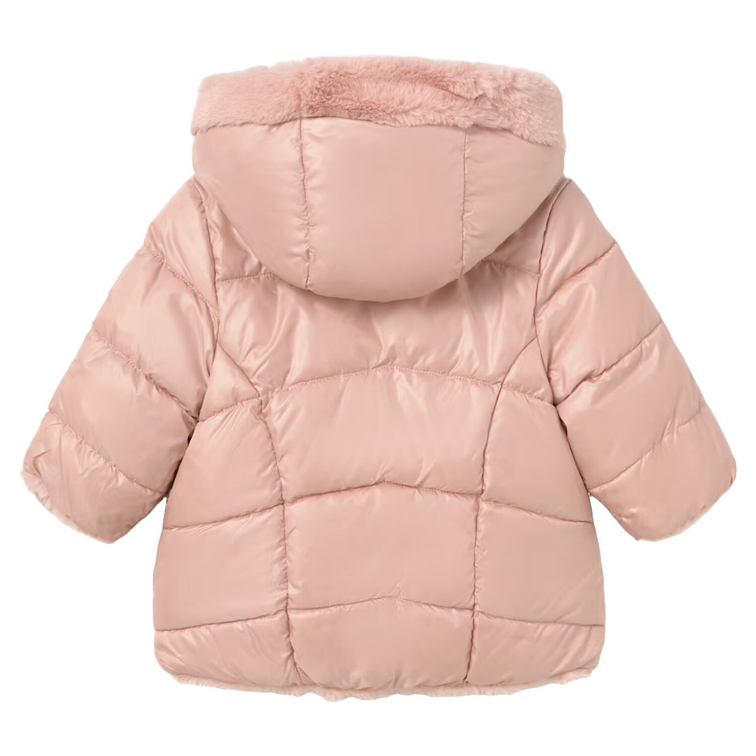 Younger Girls Pink Reversible Faux Fur Jacket, 1, hi-res