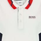 Younger Boys White Logo Polo Shirt, 1, hi-res