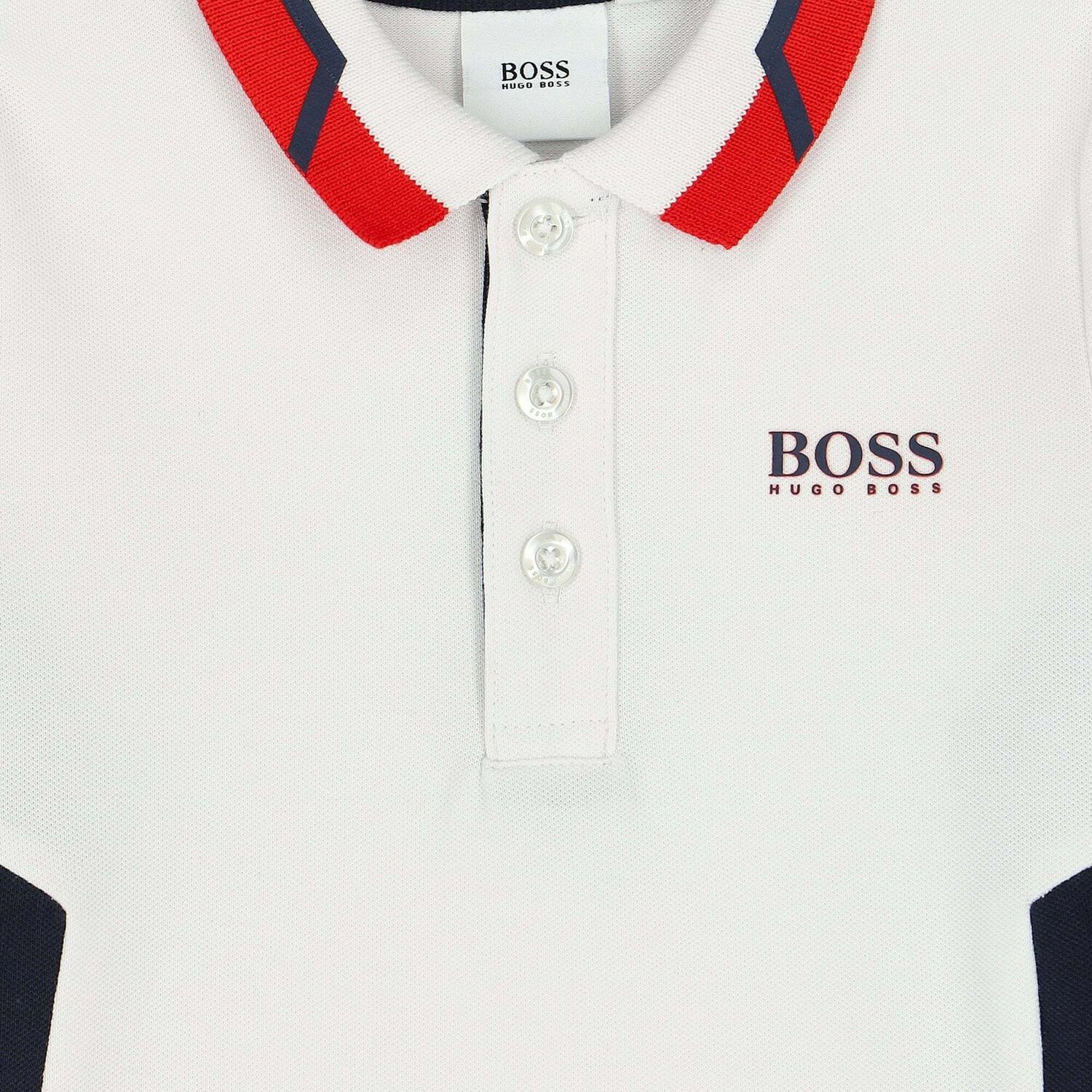 Younger Boys White Logo Polo Shirt, 1, hi-res