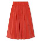 Girls Orange Plissé Logo Skirt, 1, hi-res