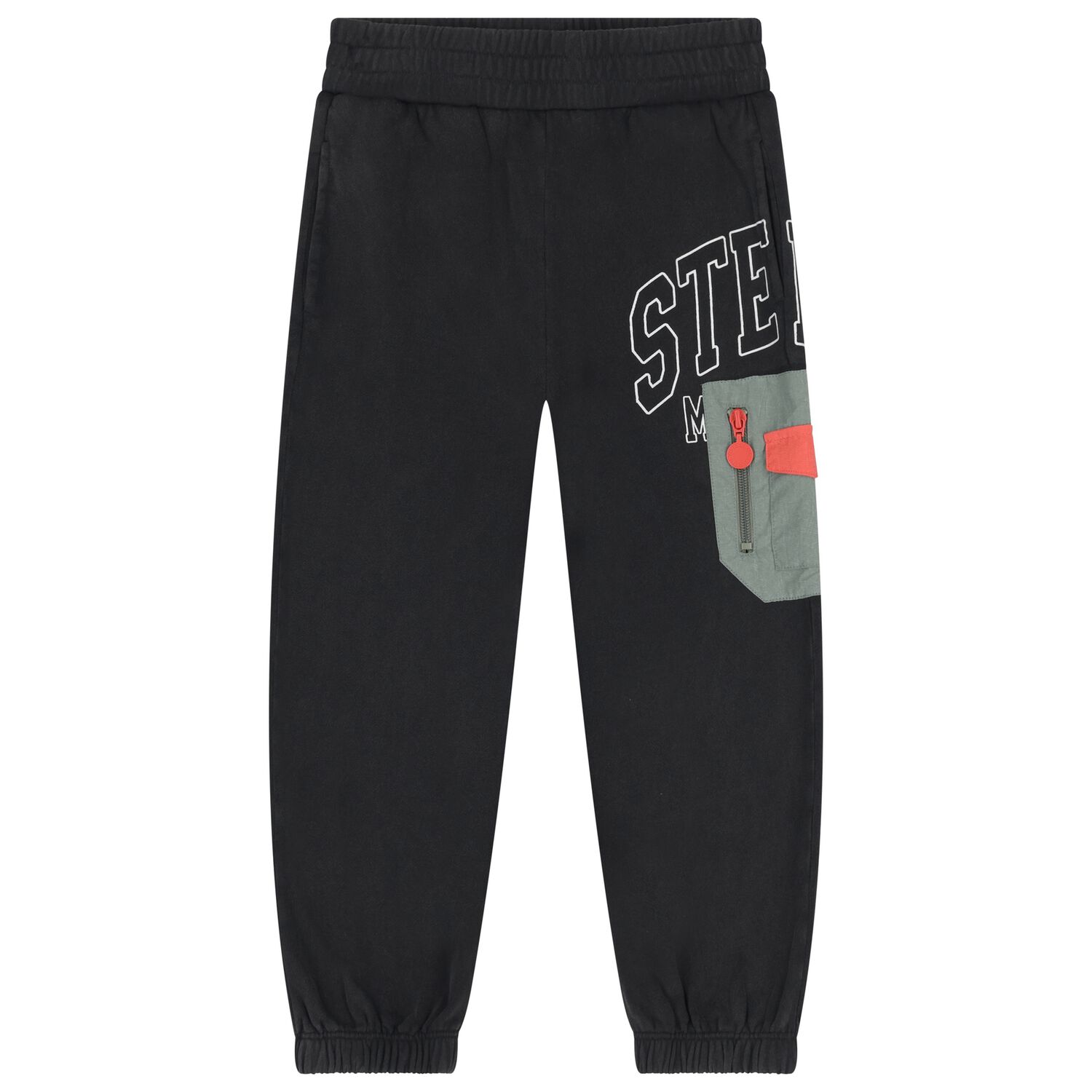 Boys Black & Green Logo Joggers, 1, hi-res