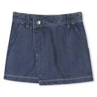 Girls Blue Denim Logo Shorts, 1, hi-res
