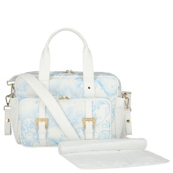Baby Boys White & Blue Geo Map Changing Bag