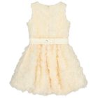 Girls Ivory 3D Flower Dress, 1, hi-res