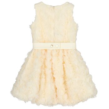 Girls Ivory 3D Flower Dress