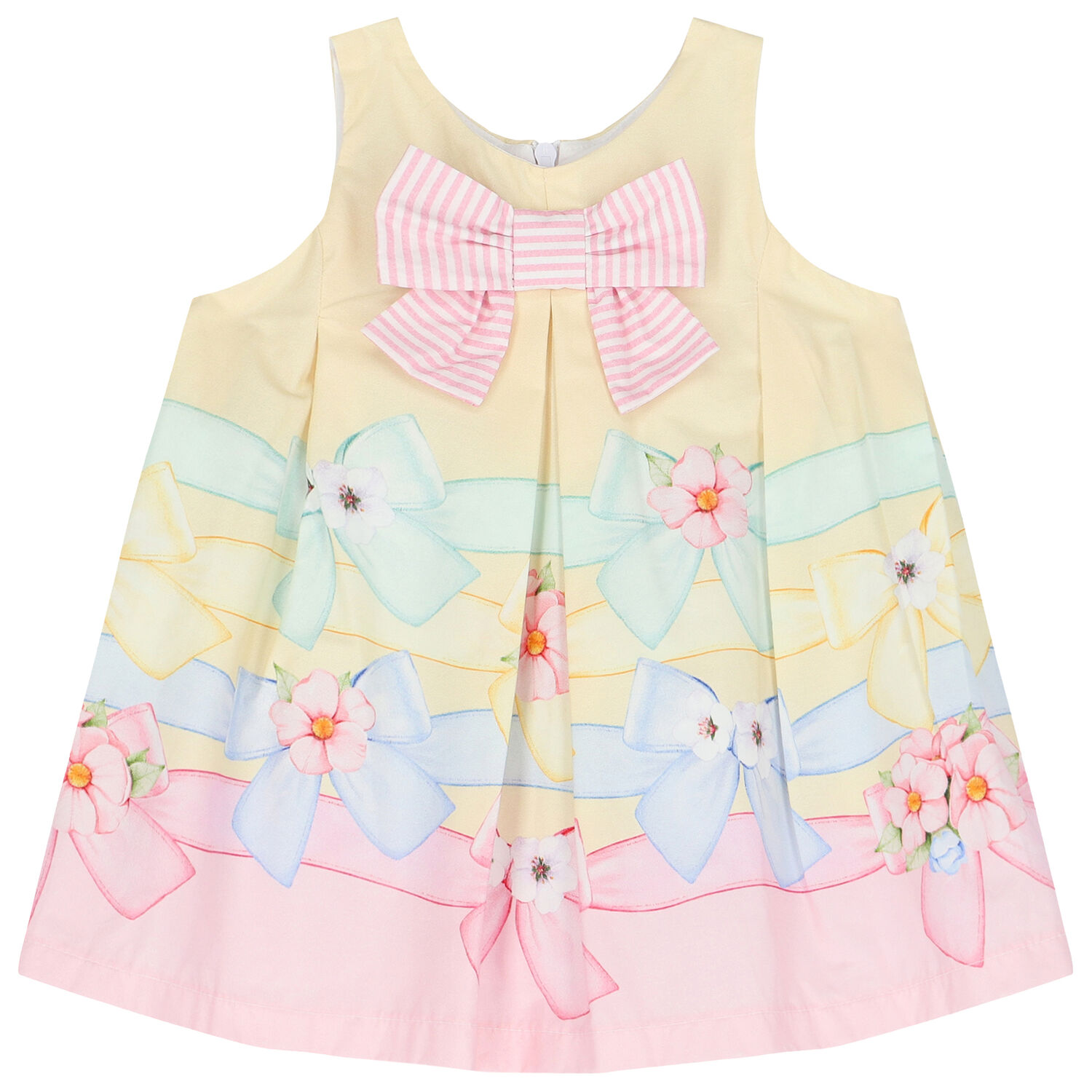 Younger Girls Yellow Floral & Bow Dress Set, 1, hi-res