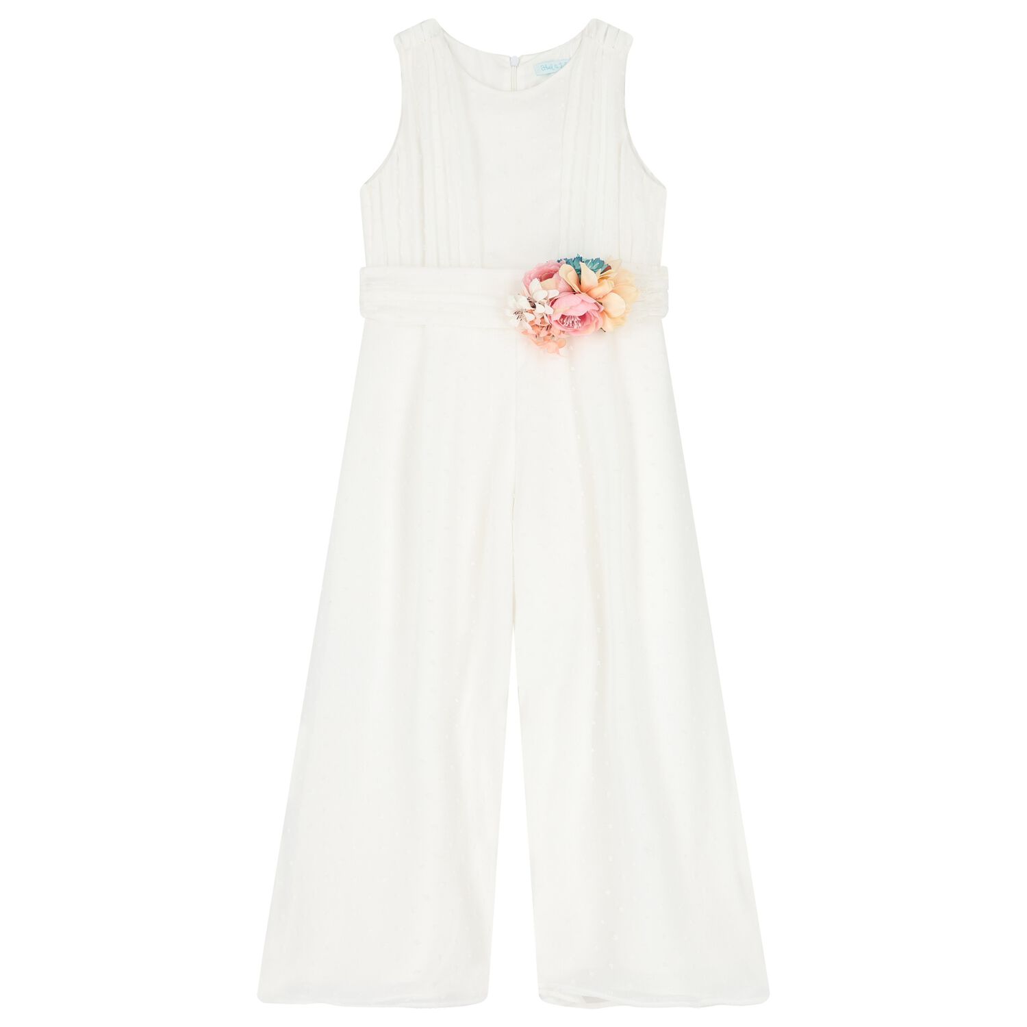 Girls White Flower Jumpsuit, 1, hi-res image number null