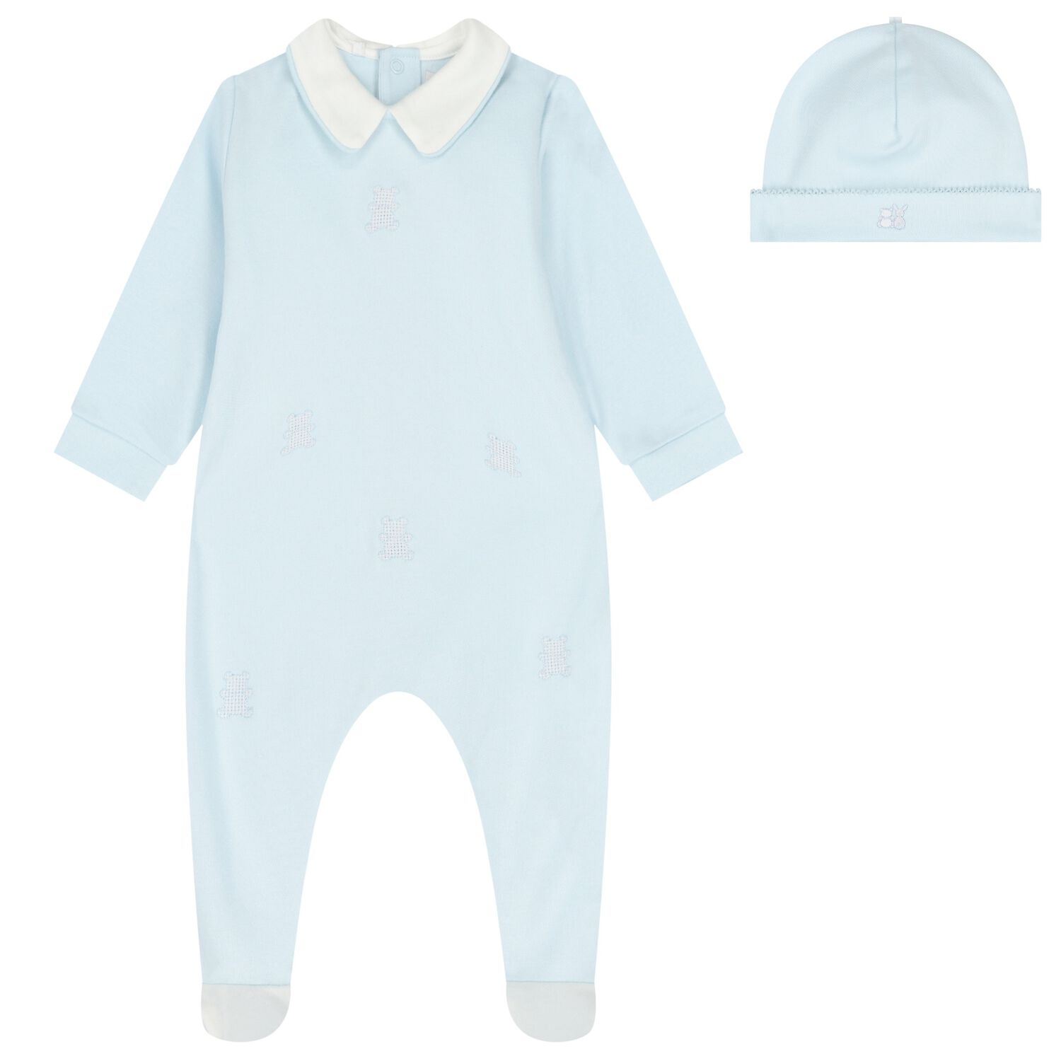 Baby Boys Blue Teddy Bear Babygrow Set, 1, hi-res