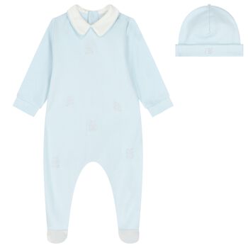 Baby Boys Blue Teddy Bear Babygrow Set