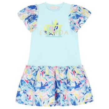 Girls Blue Logo Dress