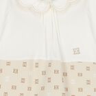 Baby Girls Ivory & Beige Logo Babygrow, 1, hi-res