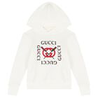 Ivory Cotton Logo Hooded Top, 1, hi-res