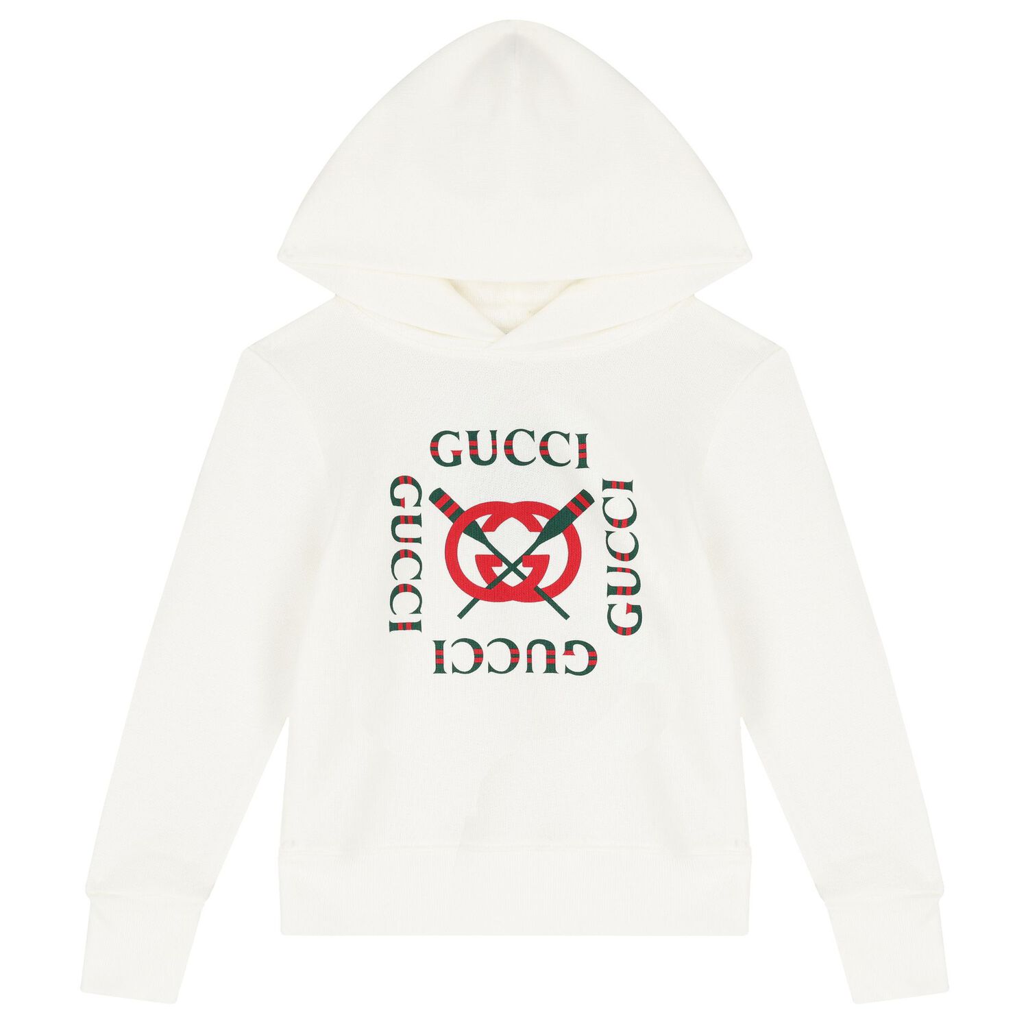 Ivory Cotton Logo Hooded Top, 1, hi-res