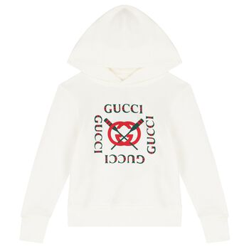 Ivory Cotton Logo Hooded Top