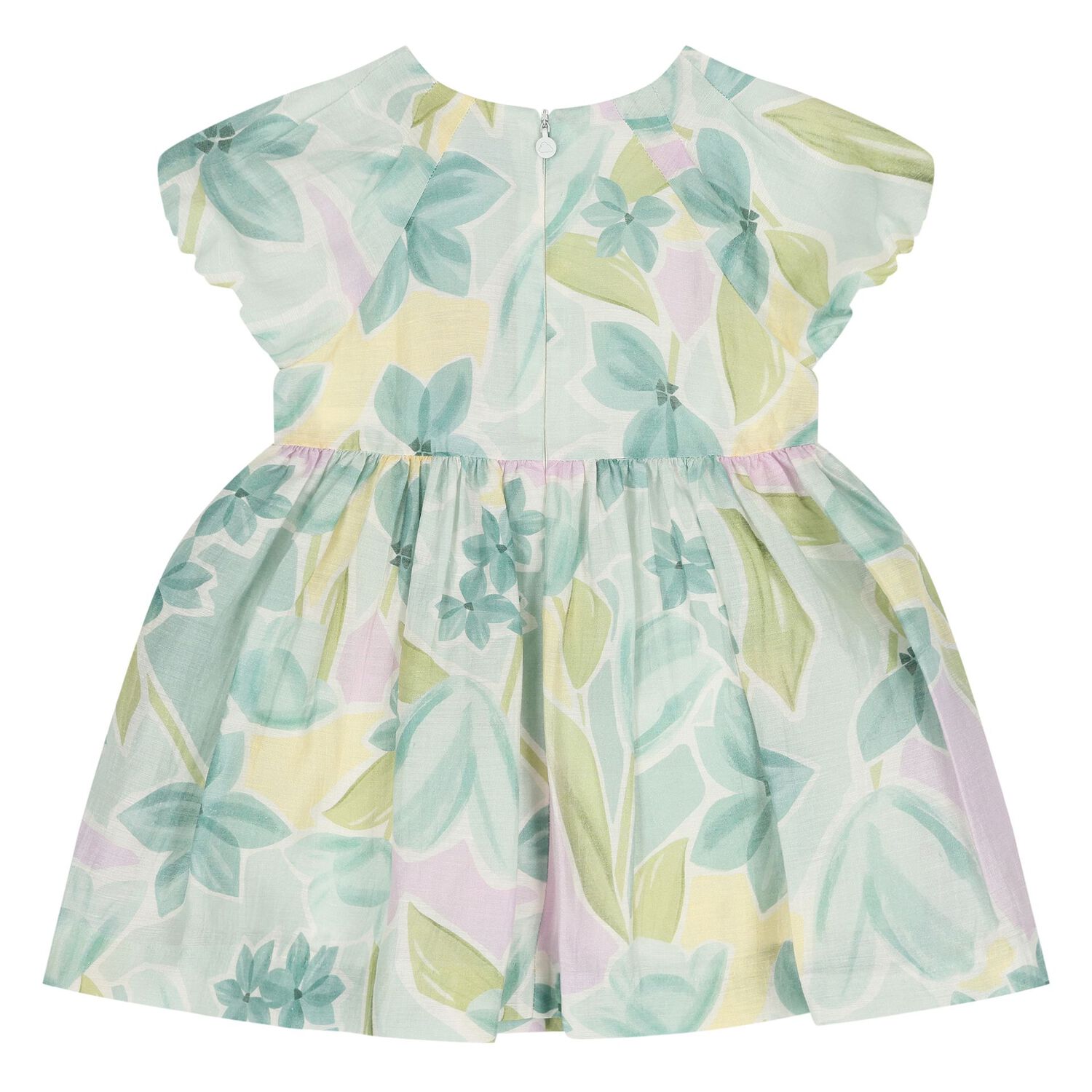 Younger Girls Green & Yellow Floral Dress, 2, hi-res