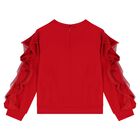 Girls Red Ruffled Sweatshirt, 1, hi-res