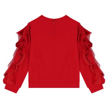Girls Red Ruffled Sweatshirt, 1 Girls Red Ruffled Sweatshirt