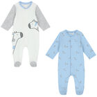 Baby Boys White & Blue Giraffe Babygrows ( 2-Pack ), 1, hi-res