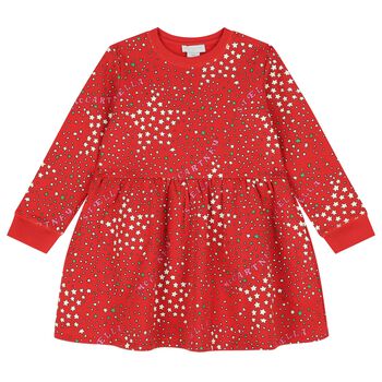 Girls Red Star Logo Dress