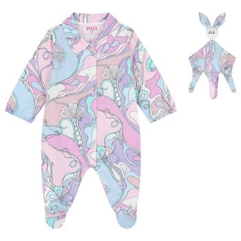 Baby Girls Pink & Blue Orchidee Babygrow Gift Set