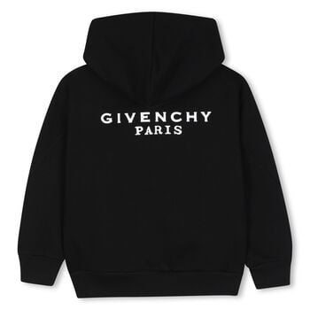 Black Logo Hooded Zip Up Top