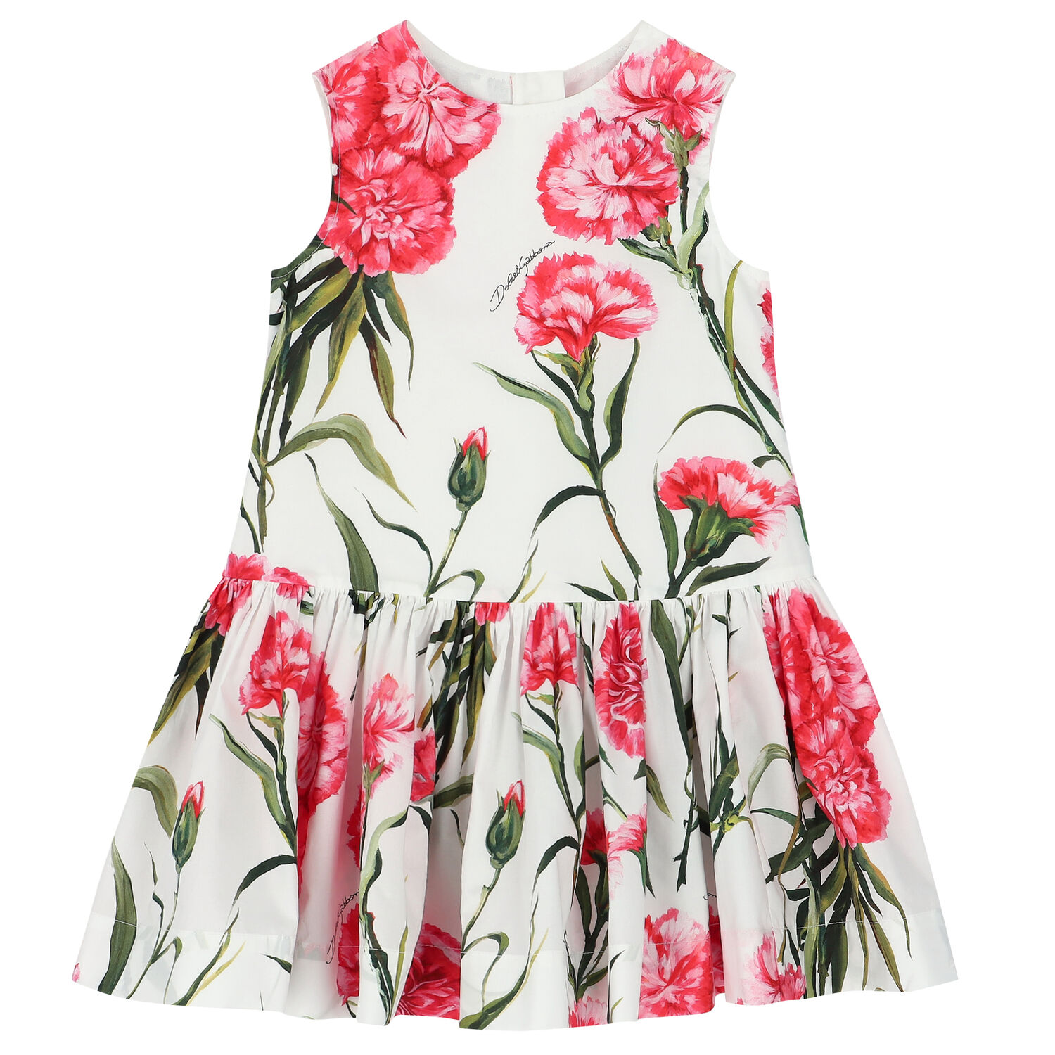 Girls Ivory & Red Floral Dress, 1, hi-res