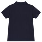 Boys Navy Cotton Logo Polo Shirt, 2, hi-res