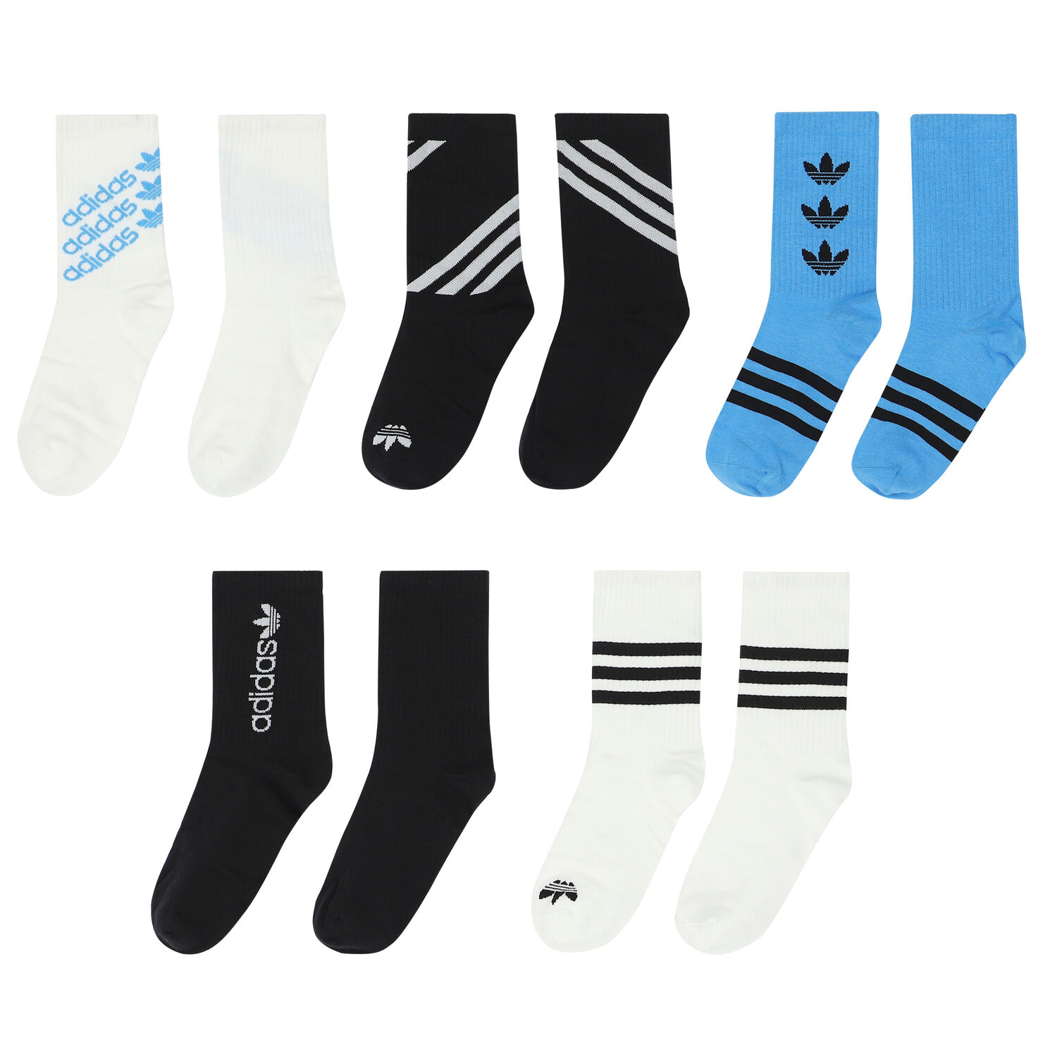Black, Blue & White Logo Socks ( 5 -Pack ), 1, hi-res